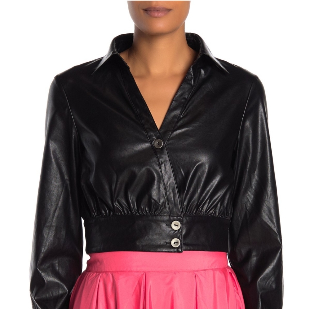 NWT: TOV Cropped Faux Leather Jacket - Picture 3 of 6